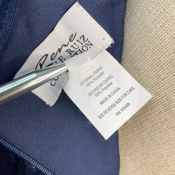 Rene Ruiz Collection Blue sequined ruched Knee Length Event Formal Dress 6 - Picture 14 of 15